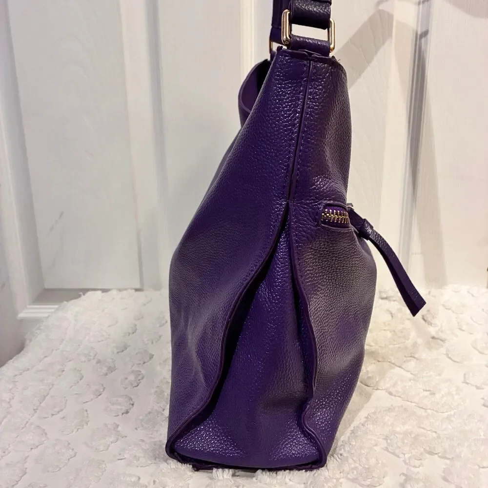 EUC Tote Le Monde Purple Pebble Leather Hobo Shoulder Handbag